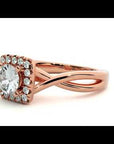 Inel de Logodnă Vintage Halo din Aur 14k cu Diamante Create în Laborator de 0.87 ct