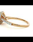 Inel din Aur 14k Cu Moissanite Tăietură Smarald si Halo de 1.44 ct