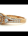Inel de Logodnă Vintage Pavé Halo din Aur 14k cu Moissanite de 0.87 ct