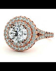 Inel de Logodnă Brilliant Rotund Halo Pavé din Aur 14k cu Moissanite de 1.32 ct