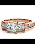 Inel de Logodnă din Aur 14k Trei Moissanite Pavè de 1.28 ct