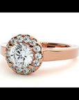 Inel De Logodnă din Aur 14k Cu Moissanite Halo, Tăietură Rotundă de 0.77 ct