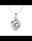 Lanț cu Pandantiv Rotund Brilliant cu Diamant Create în Laborator Halo de 1.51 ct