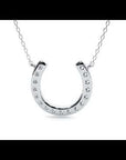 Lanț cu Pandantiv Lucky Horseshoe din Aur 14k cu Diamante Create în Laborator de 0.26 ct