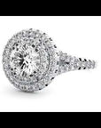 Inel de Logodnă Brilliant Rotund Halo Pavé din Aur 14k cu Moissanite de 1.32 ct