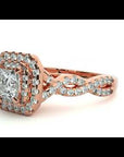 Inel Tăietură Princess Si Cadru Halo din Aur 14k cu Moissanite de 1.01 ct