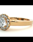 Inel De Logodnă din Aur 14k Cu Moissanite Halo, Tăietură Rotundă de 0.77 ct