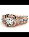 Inel de Logodnă din Aur 14k cu Diamante Naturale Halo Duo Etern Pavé de 1.19 ct