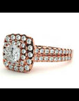 Inel de Logodnă Vintage Pavé Halo din Aur 14k cu Diamante Create în Laborator de 0.95 ct