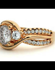 Inel de Logodnă din Aur 14k cu Diamante Naturale Halo Împletit Etern Pavé de 1.32 ct