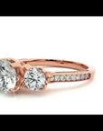 Inel de Logodnă din Aur 14k cu Trei Moissanite Solitaire Pavè de 1.90 ct