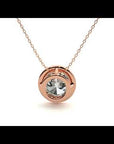 Lanț din Aur 14k cu Pandantiv Solitaire Rotund Bezel din Diamant Natural de 1.08 ct