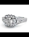 Inel de Logodnă Vintage Pavé Halo din Aur 14k cu Diamante Create în Laborator de 0.87 ct