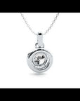 Lanț din Aur 14k cu Pandantiv Rotund Brilliant cu Diamant Natural Halo de 1.51 ct