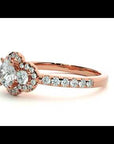 Inel de Logodnă din Aur 14k cu Moissanite Halo Pavé Trio de 0.80 ct