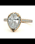 Inel de Logodnă Pavé cu Diamante Naturale Pară Fațetată de 1.09 ct