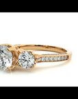 Inel de Logodnă din Aur 14k cu Trei Diamante Create în Laborator Solitaire Pavè de 1.90 ct