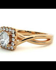 Inel de Logodnă Vintage Halo din Aur 14k cu Diamante Create în Laborator de 0.87 ct