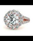 Inel de Logodnă Floral din Aur 14k cu Diamante Create în Laborator Halo Etern Pavé de 2.51 ct