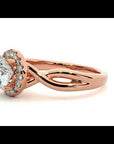 Inel de Logodnă din Aur 14k cu Diamante Create în Laborator Halo Împletit Etern de 0.96 ct