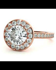 Inel de Logodnă din Aur 14k cu Diamante Create în Laborator Brilliant Halo Pavé de 1.20 ct