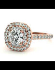 Inel De Logodnă din Aur 14k Cu Diamante Naturale Tăietură Rotundă In Halo 0.90 ct