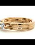 Inel de Logodnă Triplu cu Trei Diamante Naturale de 0.91 ct