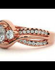 Inel de Logodnă din Aur 14k cu Moissanite Halo Împletit Etern Pavé de 1.32 ct