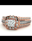Inel de Logodnă din Aur 14k cu Diamante Create în Laborator Halo Duo Etern Pavé de 1.19 ct