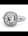 Inel de Logodnă din Aur 14k cu Diamante Create în Laborator Halo Duo Etern Pavé de 1.61 ct