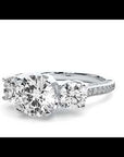 Inel de Logodnă cu Trei Diamante Naturale Solitaire Pavè de 1.90 ct