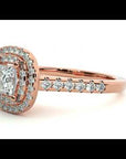 Inel Tăietură Princess Si Cadru Halo cu Diamante Naturale de 0.83 ct