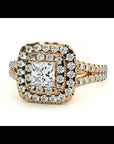 Inel de Logodnă Vintage Pavé Halo din Aur 14k cu Diamante Create în Laborator de 0.84 ct