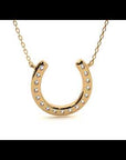 Lanț cu Pandantiv Lucky Horseshoe din Aur 14k cu Diamante Create în Laborator de 0.26 ct