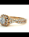 Inel de Logodnă Vintage Pavé Halo cu Diamante Naturale de 0.77 ct
