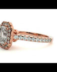 Inel Tăietură Smarald si Cadru Halo din Aur 14k cu Diamante Naturale de 1.48 ct