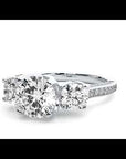 Inel de Logodnă din Aur 14k cu Trei Diamante Create în Laborator Solitaire Pavè de 1.90 ct