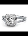 Inel de Logodnă Duo Halo Pavé cu Diamante Create în Laborator de 1.01 ct
