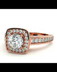Inel de Logodnă Vintage din Aur 14k cu Diamante Create în Laborator Brilliant Halo Pavé de 1.41 ct
