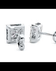 Cercei cu Diamante Naturale In Formă de Prințesă cu Ramă Halo de 2.15 ct
