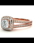 Inel de Logodnă Duo Halo Pavé din Aur 14k cu Moissanite de 1.01 ct