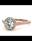 Inel De Logodnă din Aur 14k Cu Diamante Create în Laborator Halo, Tăietură Rotundă de 0.74 ct