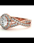 Inel de Logodnă din Aur 14k cu Moissanite Brilliant Rotund Halo Pavé de 1.86 ct