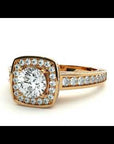 Inel de Logodnă Vintage din Aur 14k cu Diamante Create în Laborator Brilliant Halo Pavé de 1.41 ct
