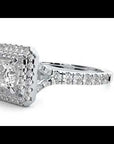Inel Tăietură Princess Si Cadru Halo din Aur 14k cu Diamante Naturale de 0.95 ct