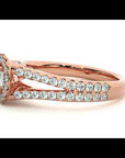 Inel de Logodnă Trio din Aur 14k cu Moissanite Halo Pavé de 0.87 ct