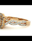 Inel Tăietură Princess Si Cadru Halo din Aur 14k cu Diamante Naturale de 1.01 ct