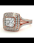 Inel Tăietură Princess Si Cadru Halo cu Moissanite de 1.34 ct