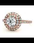 Inel de Logodnă din Aur 14k cu Moissanite Brilliant Duo Halo Pavé de 0.86 ct