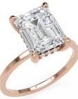 Inel de Logodnă Rachelle din Aur 18k cu Moissanite Emerald de 3 ct din 18k Aur Roz - Castelo.ro